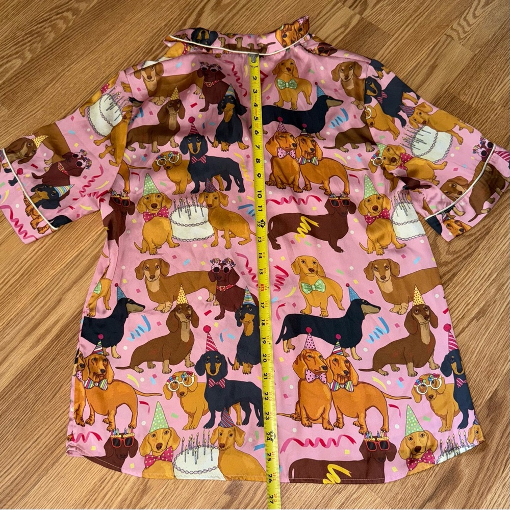 Anthropologie Karen Mabon Button Up short sleeve Birthday Dog Pyjama Top Small‎ - Picture 6 of 8